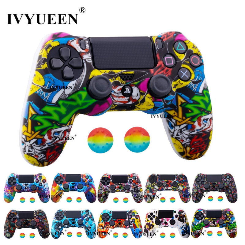 IVYUEEN 25 Colors Silicone Camo Protective Skin Case For Sony Dualshock 4 PS4 DS4 Pro Slim Controller Thumb Grips Joystick Caps