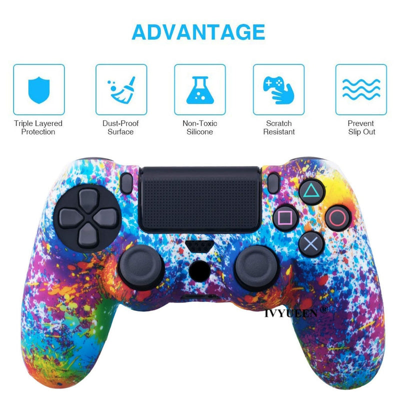 IVYUEEN 25 Colors Silicone Camo Protective Skin Case For Sony Dualshock 4 PS4 DS4 Pro Slim Controller Thumb Grips Joystick Caps