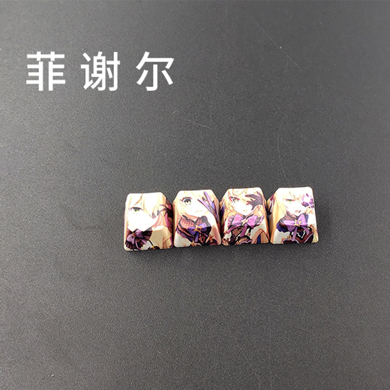 4pcs Genshin Impact PBT Sublimation R4 Cherry OEM Keycaps