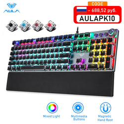 AULA Gaming Mechanical Keyboard Retro Square Glowing Keycaps Backlit USB Wired 104 Anti-ghosting Gaming Keyboard for PC laptop