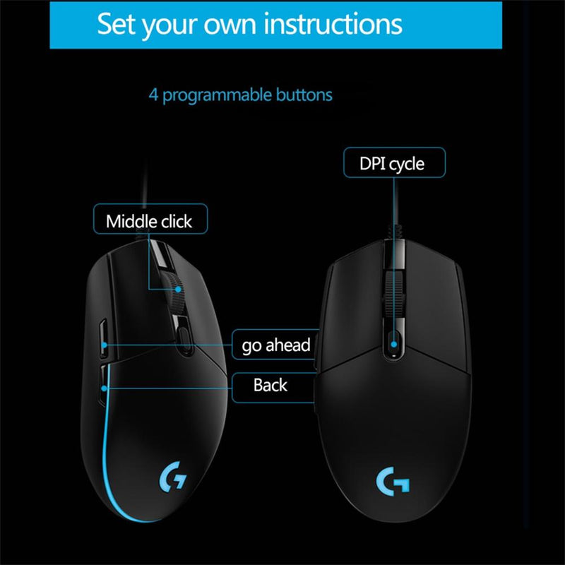 G102 Gaming Wired Mouse 8000dpi 6 Button Computer Office USB Gaming Mice For PC Notebook Laptops Non Slip Wired Gamer Mouse