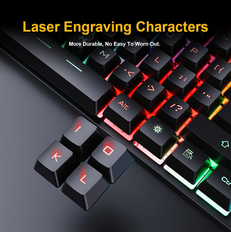 Gaming keyboard Gamer keyboard with backlight USB 104 Rubber keycaps RGB Wired Ergonomic Russian keyboard For PC laptop