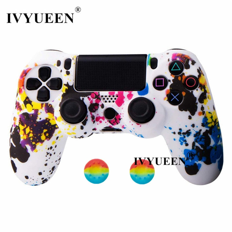 IVYUEEN 25 Colors Silicone Camo Protective Skin Case For Sony Dualshock 4 PS4 DS4 Pro Slim Controller Thumb Grips Joystick Caps