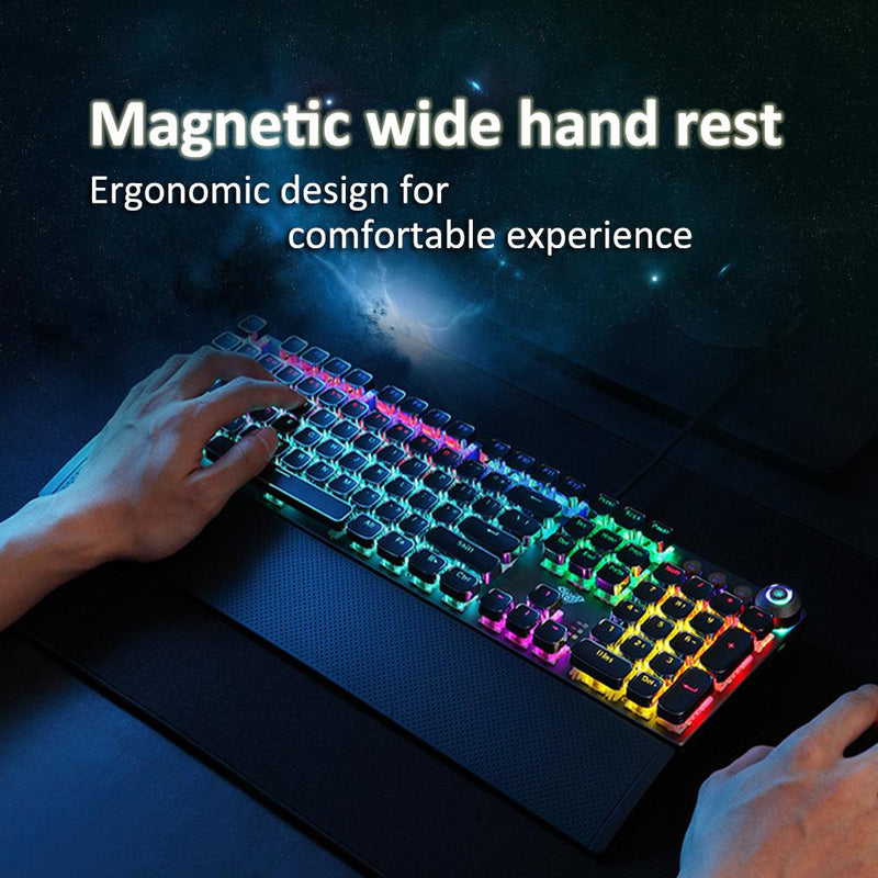 AULA Gaming Mechanical Keyboard Retro Square Glowing Keycaps Backlit USB Wired 104 Anti-ghosting Gaming Keyboard for PC laptop