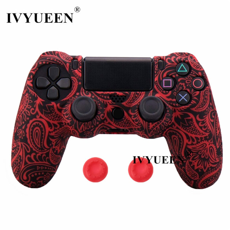 IVYUEEN 25 Colors Silicone Camo Protective Skin Case For Sony Dualshock 4 PS4 DS4 Pro Slim Controller Thumb Grips Joystick Caps