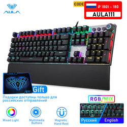 AULA F2088 Mechanical Gaming Keyboard Anti-ghosting 104 brown Switch blue Wired Mixed Backlit Keyborad for Game Laptop PC